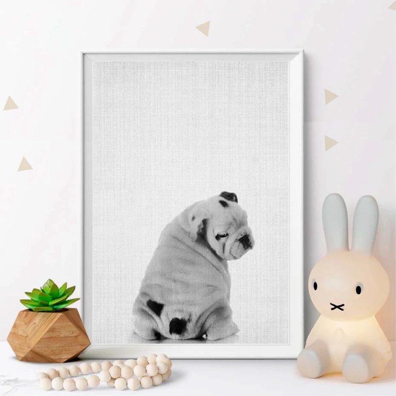 

England Bulldog Canvas Art Prints and Poster , Fun Pet Dog Butt Photography Canvas Painting Pictures Nursery Home Wall Art Decor