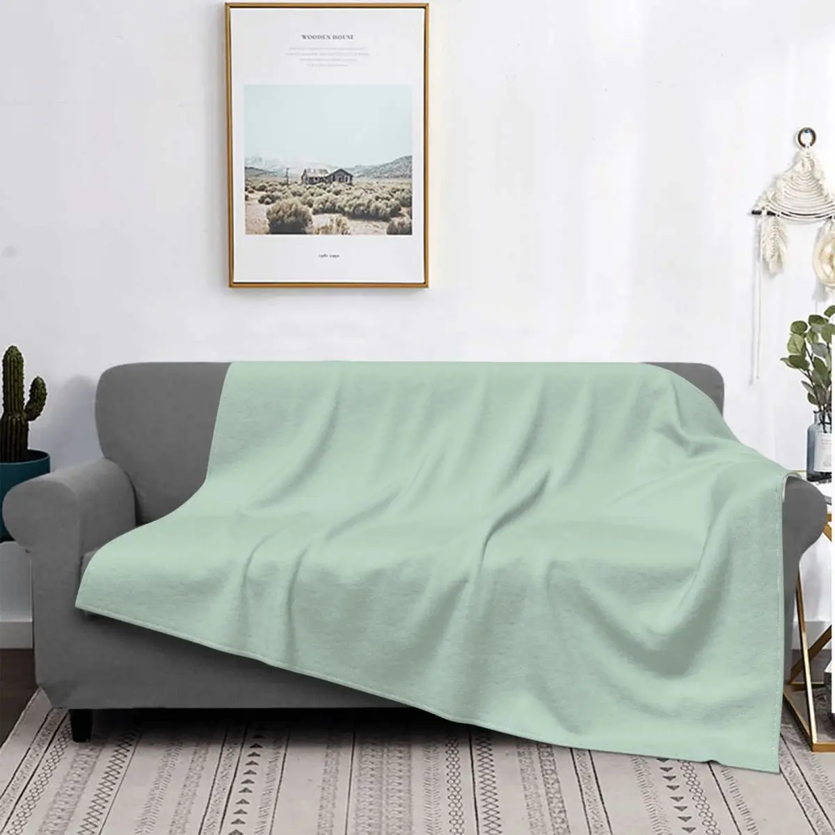

Manta verde salvia para cama, colcha a quadros de Anime, manta Kawaii, colcha para cama