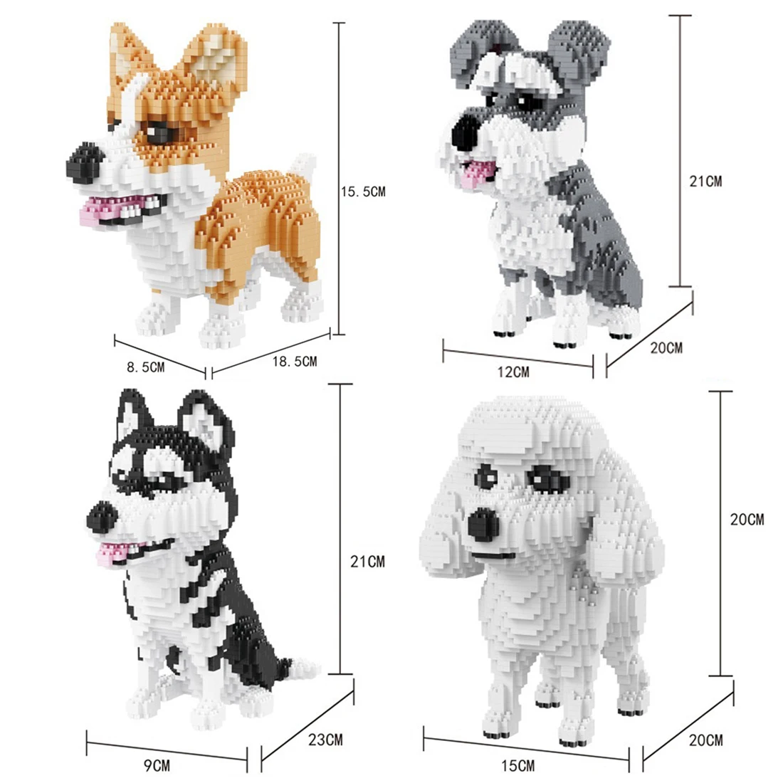 

hot Creative animal puppy pets brick Lovely poodle corgi HUSKY Schnauzer dog mini micro diamond build blocks toys for child gift