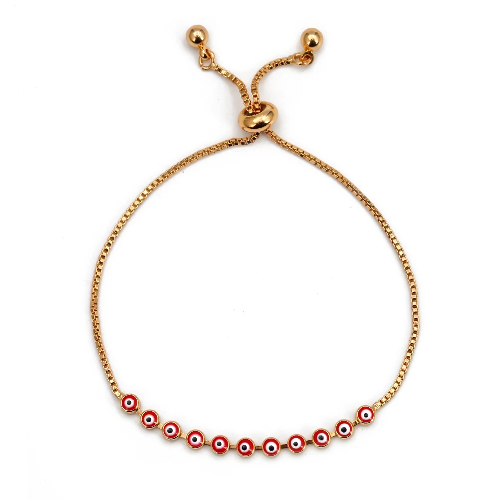 red Lucky Eye турецкий красный синий браслет evil Eye золотой цвет цепочка регулируемый браслет с бусинами ювелирные изделия подарок для женщин и мужчин EY6546 - Окраска металла: red