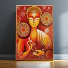 Религия Декор буддизм искусство оранжевый Будда плакат и печать масляная живопись на холсте Настенная картина для гостиной