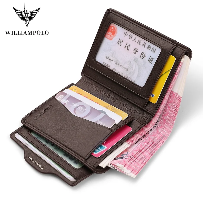 Новинка 2020 мужские кошельки WilliamPolo из натуральной кожи повседневные тонкие