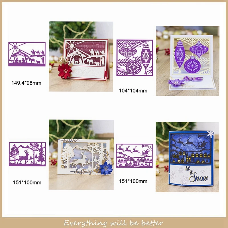 

Merry Christmas Santa Tree Deer Bauble Ornaments Camel House Metal Cutting Dies Lace Decorate Cards Stencils Scrapbook Craft New