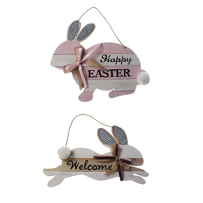 

Пасхальные украшения, деревянный Счастливой Пасхи в виде кролика Банни, подвески, подвесные украшения ремесла домашнего вечерние украшени...