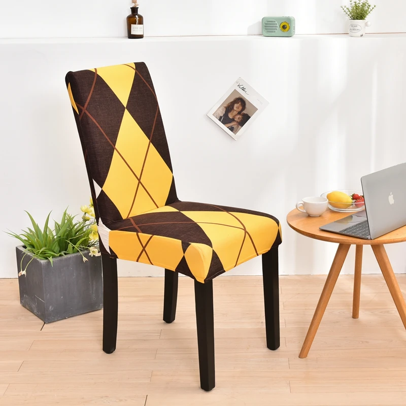 Спандекс печать обеденный стул Чехлы современный Съемный Анти-грязный чехол для