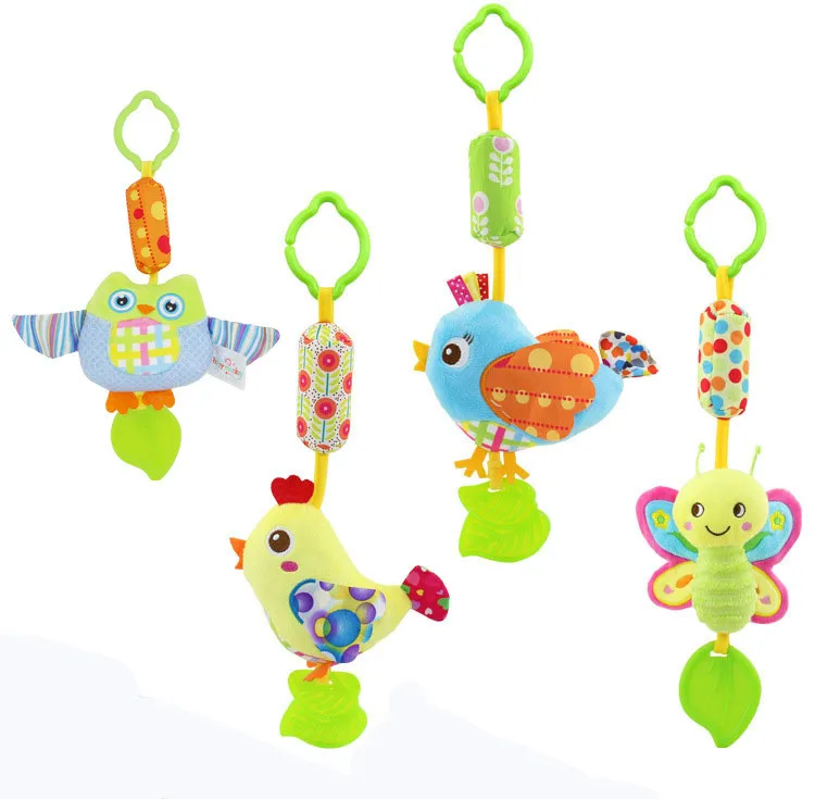 Детская плюшевая погремушка 39 см Подушка-животное ручная со звуком