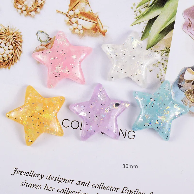 10 шт./лот блестящая Звезда с плоским основанием кабошон аксессуары для бантов