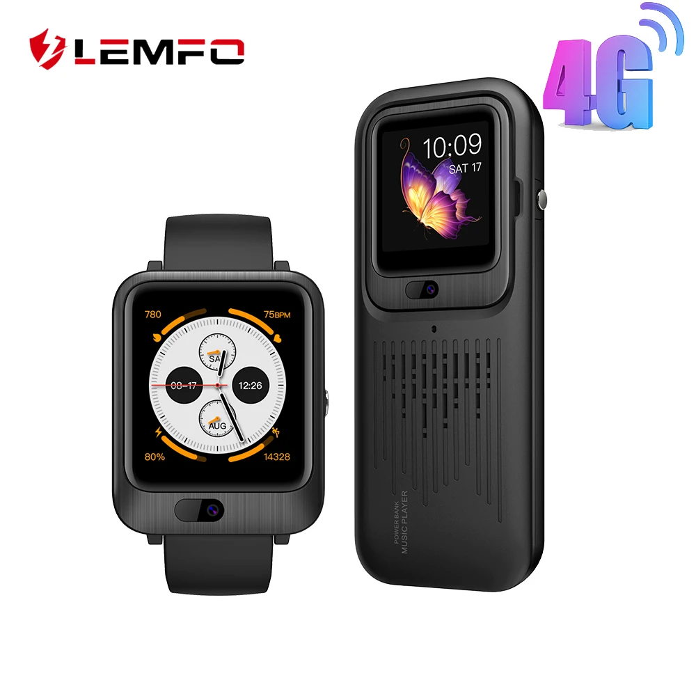 Черный LEMFO LEM11 4G умные часы для мужчин gps 3+ 32 Гб Видео Звонок с 1200 мАч банк питания беспроводной Bluetooth динамик 2 в 1 Смарт часы для женщин - Цвет: Черный