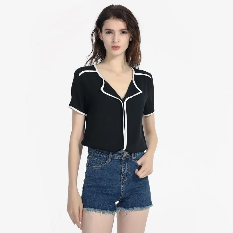 Женская шифоновая блузка с коротким рукавом Повседневная большого размера в