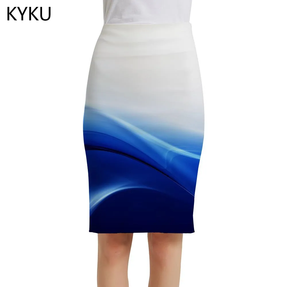 

KYKU Gradient Skirts Women Abstract Pencil Psychedelic Print Skirt Novel Elegant Ladies Skirts Womens Floral Cool Party