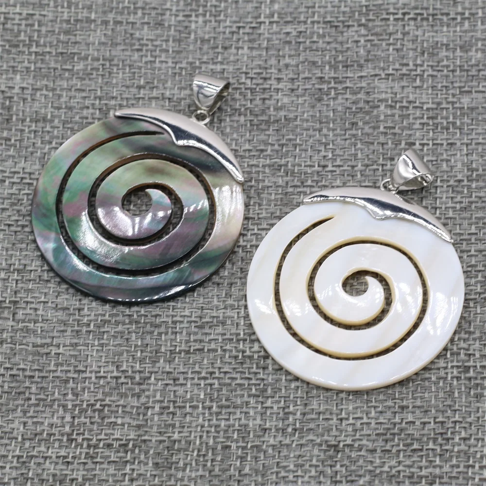 

Natural Mother of Pearl Shell Pendant Black White Seashell Charms for Women Men Jewelry Making DIY Necklace Accessories Gift