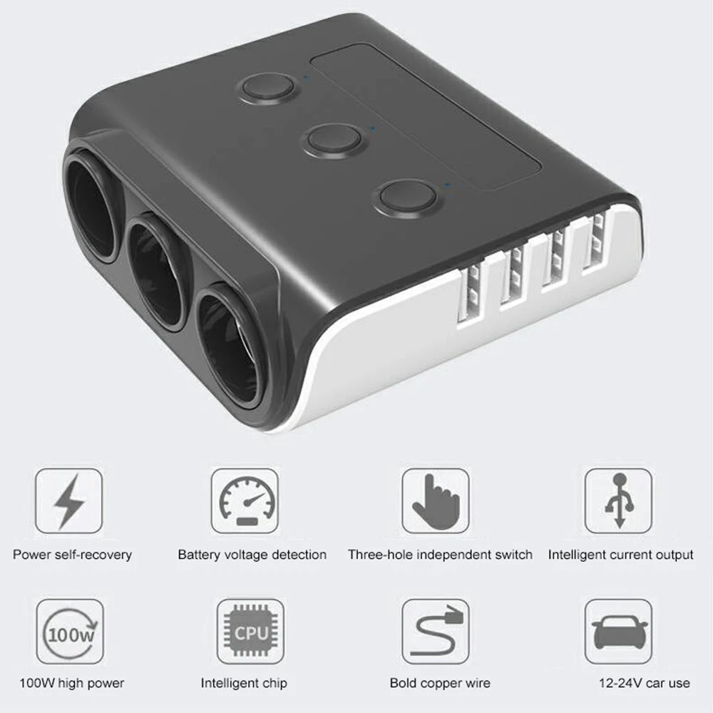 Автомобильное зарядное устройство с 4 USB портами прикуриватель цифровой дисплей