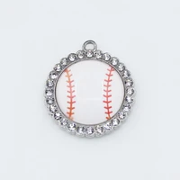 new 12pcslot baseball round heart crystal dangle charms diy bracelet bangles pendant hanging charms jewelry accessory