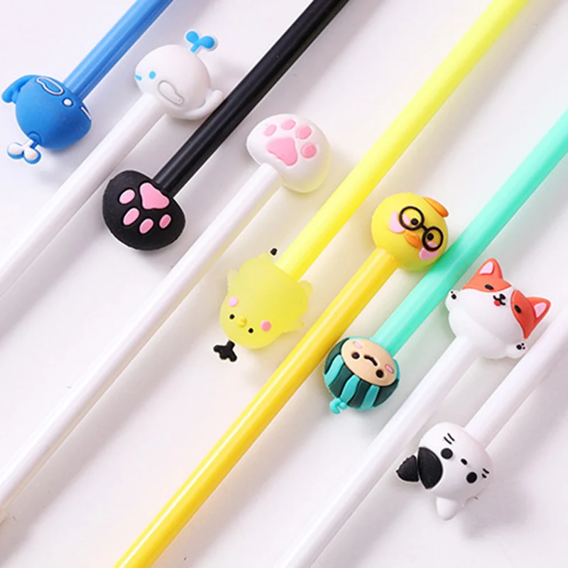 

20Pcs/Set Cartoon Gel Pen Set Student Cute Signature Writing Pen 0.5mm Black Ink Pen Pink School Supplies Korean Stationery Gift