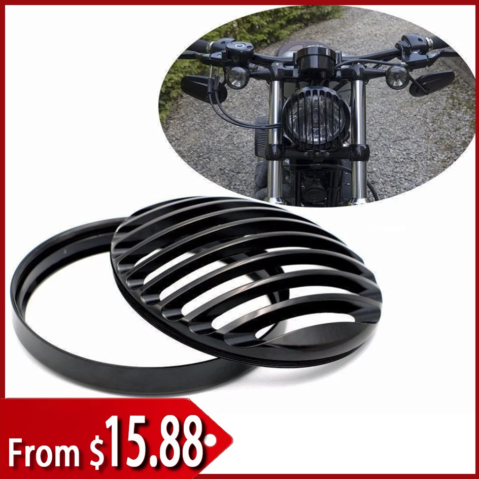 

Headlight Grill Cover For Harley Sportster XL 883 Iron 1200 04-14 Custom XL1200C 1200 Motorcycle 5 3/4"Lamp protection cover