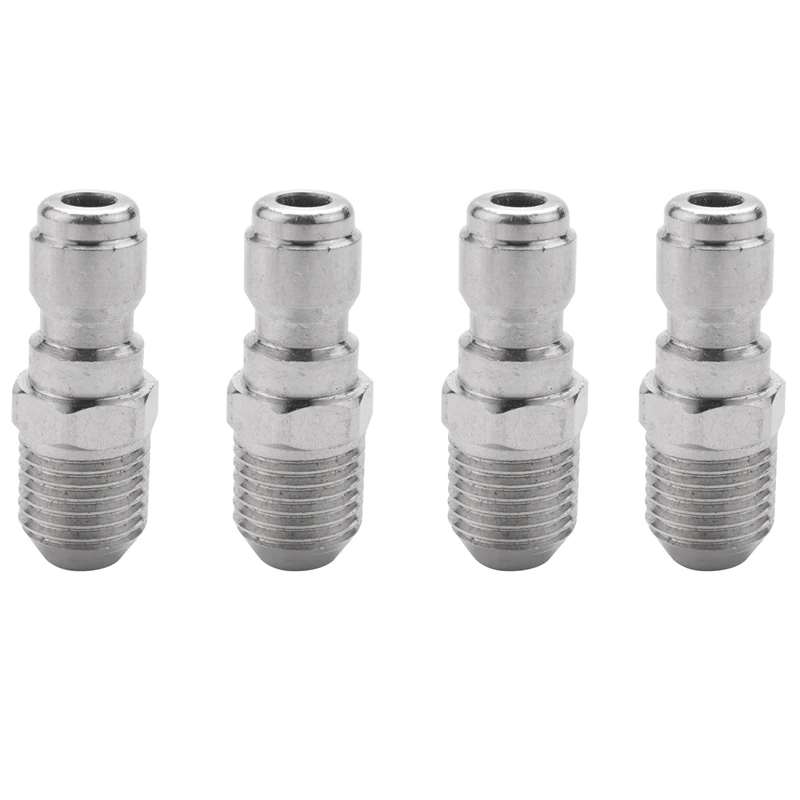 

4 Packs NPT 1/4 Inch Stainless Steel Quick Connector Pressure Washers Coupler Nipples Plug Male Fitting