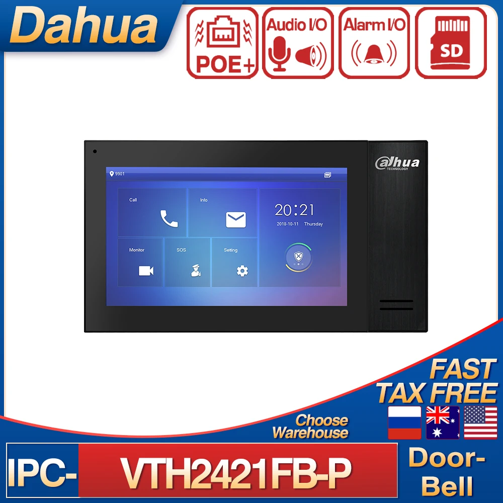 

Внутренний Интерком Dahua, оригинальный телефон, 7 дюймов, 1024*600, 1080P, IP-комплект, двухсторонняя аудиосигнализация, вход/выход, 2-дверное управлен...