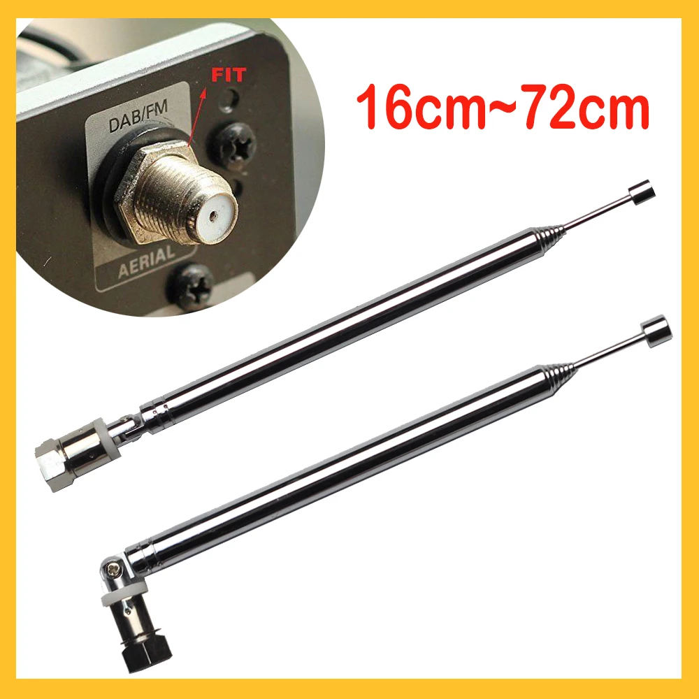 

16~72CM Telescopic Aerial Antenna FM FOR ALL RADIOS TAKING F Type coaxial Tivoli Bose Adapter For Wave Radio TV FM for AM radio