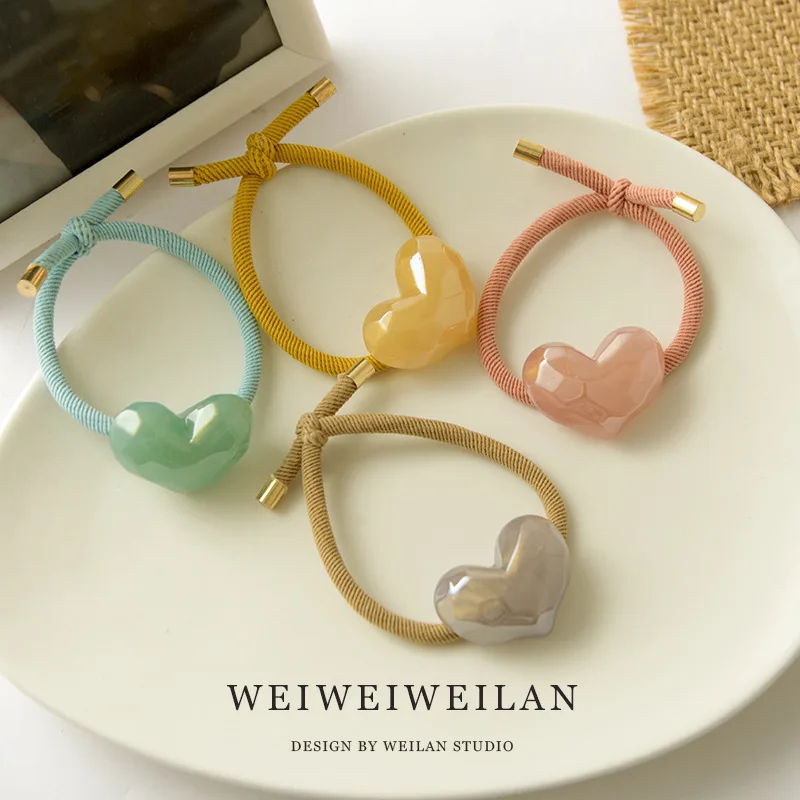 

Fashion Hair Accessories women's bling big heart rubber Hairbands for girls Ponytail Holder