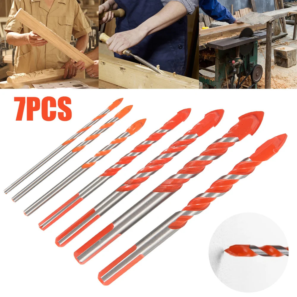

7 Pcs Ultimate Brill Bits Multi-Material Triangle Drill Bit Diamond Set for Tile Concrete Brick Glass Plastic Wood Stone 3-12mm