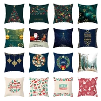 blue christmas tree stars cushions cover polyester cartoon santa elk throw pillows case letter xmas decor pillow cover for sofa