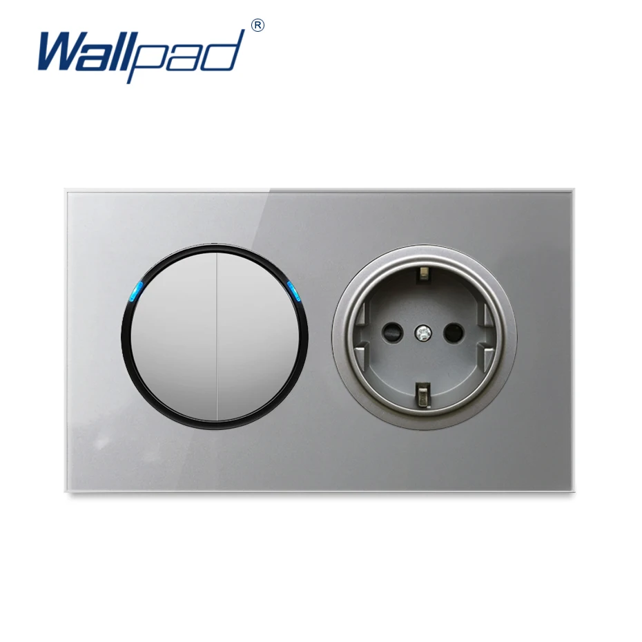 Европейская настенная розетка Wallpad электрическая 2 клавиши переключатель света