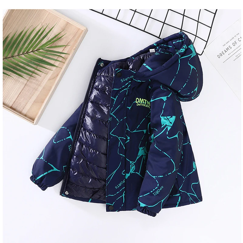 Зимняя стеганая куртка для мальчиков Детская верхняя одежда с капюшоном