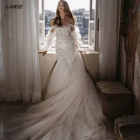 lorie exquisite lace wedding dresses off shoulder sweetheart backless bridal boho gowns with puffy tulle skirt bride gown 2022