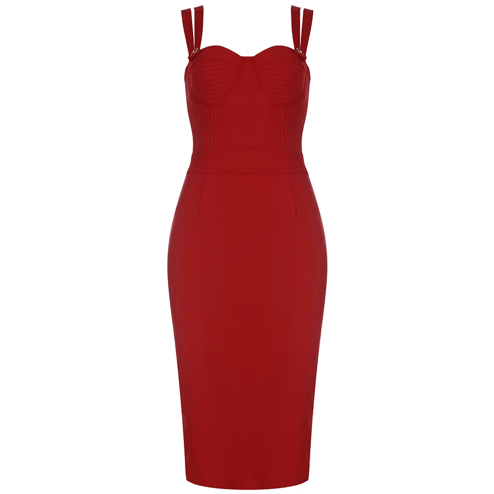 

High Quality Women Summer Ladies Sexy Sleeveless Backless Red Mini Bodycon Bandage Dress 2021 Elegant Evening Party Club Dress