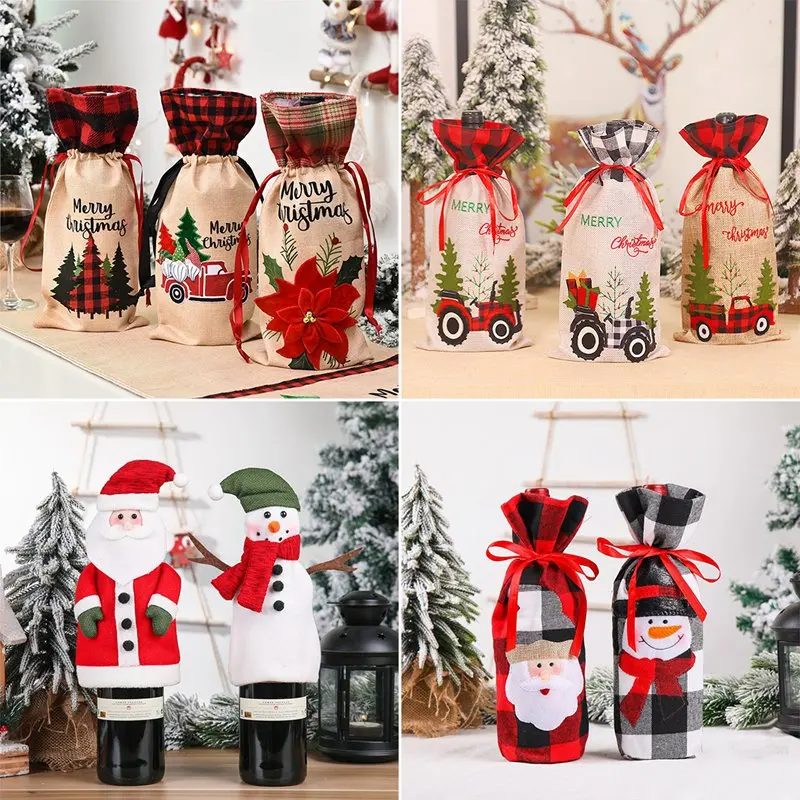 

Santa Claus Wine Bottle Cover Merry Christmas Decorations For Home 2020 Cristmas ornaments Navidad Noel Xmas Gifts New Year 2021