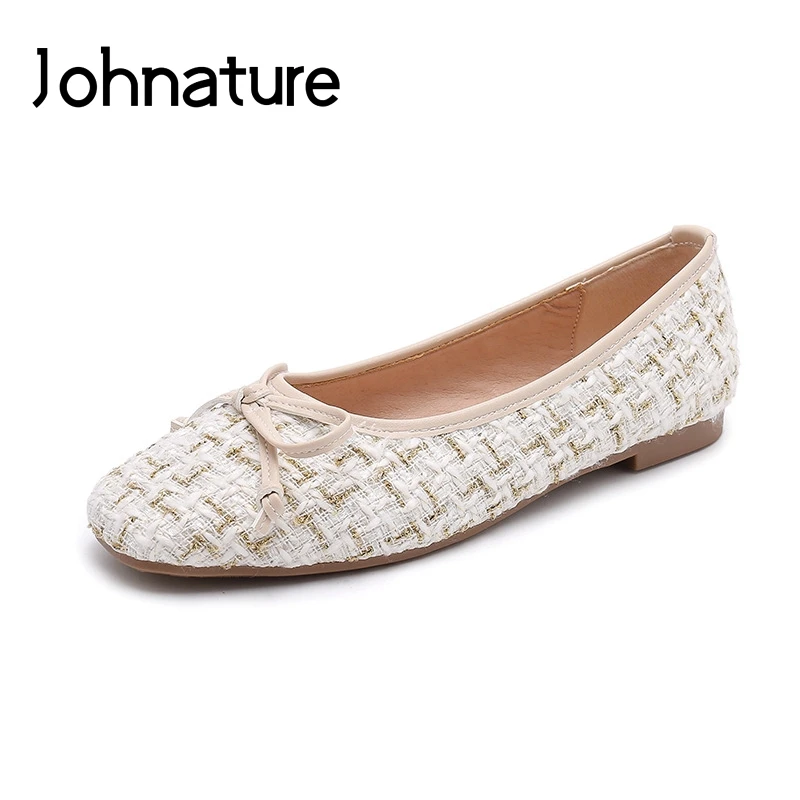 

Женские туфли на плоской подошве Johnature, универсальные туфли без застежек, с узлом-бабочкой, с круглым носком, повседневные, осень 2021