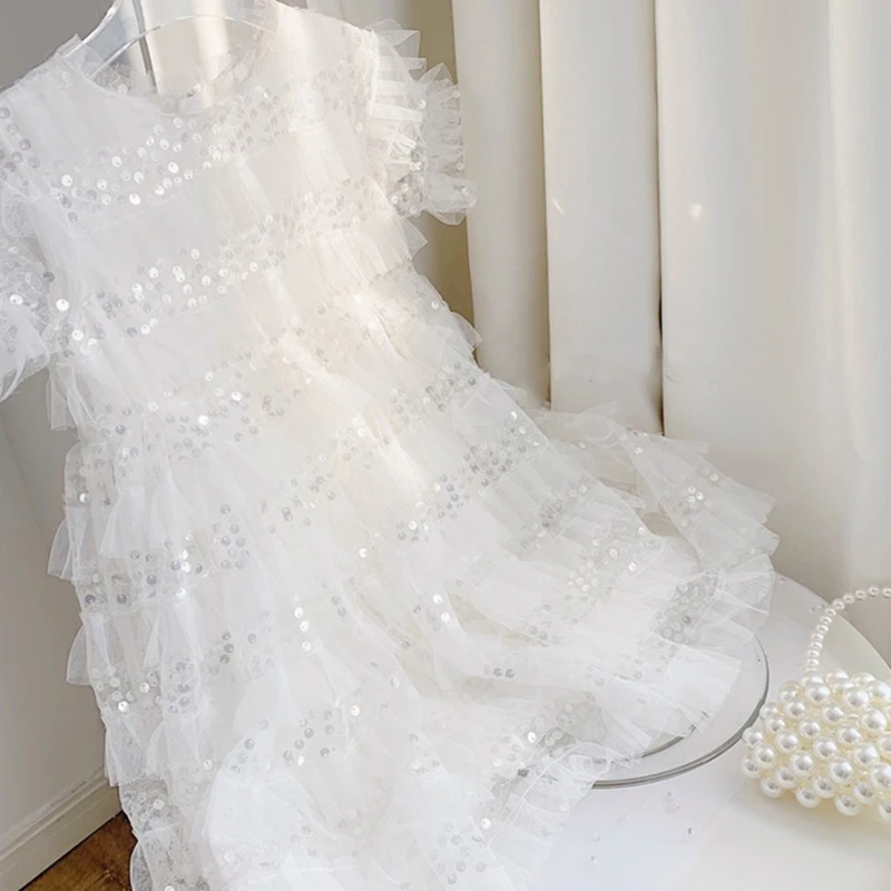 Летнее платье для девочек сетчатая пышная фатиновая юбка с изображением ангела