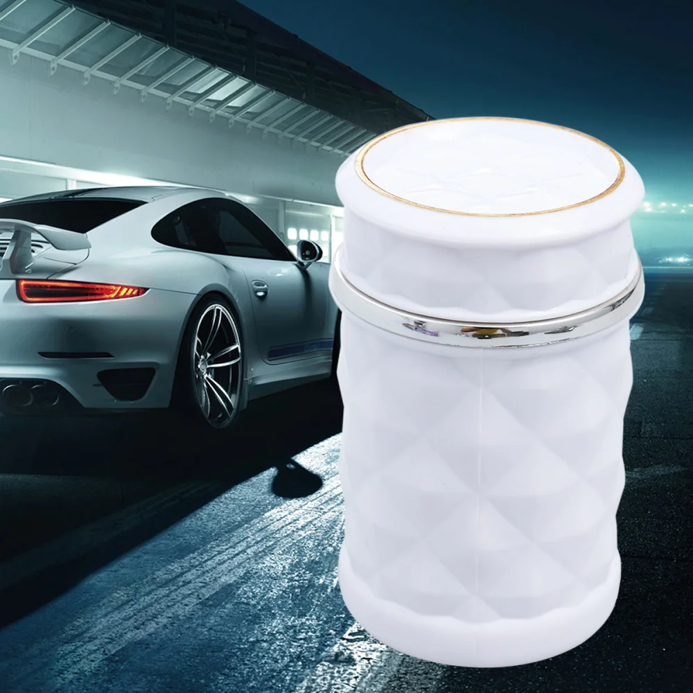 

Car Ashtray Smokeless Auto Cigarette Ash Holder with Blue LED Light for Car Cup Holder (White)