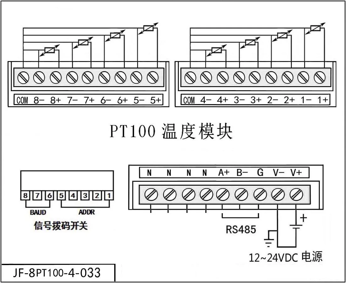 8 канальный Pt100 Температура модуль сбора трехпроводной Системы Поддержка Modbus RTU