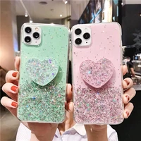 glitter heart holder funda for iphone 11 12 pro max mini cases iphone xr xs max x cover for iphone 7 8 6 6s plus se 2020 cover