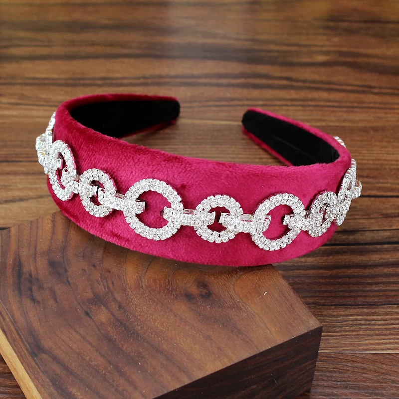 headpiece Широкая винтажная Роскошная розовая кристальная тиара в стиле барокко, королевская повязка на голову, блестящие стразы, повязка для волос для женщин, свадебные аксессуары для волос - Окраска металла: headpiece