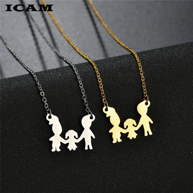 ICAM высокое качество 316L нержавеющая сталь любящее семейное ожерелье для девочек