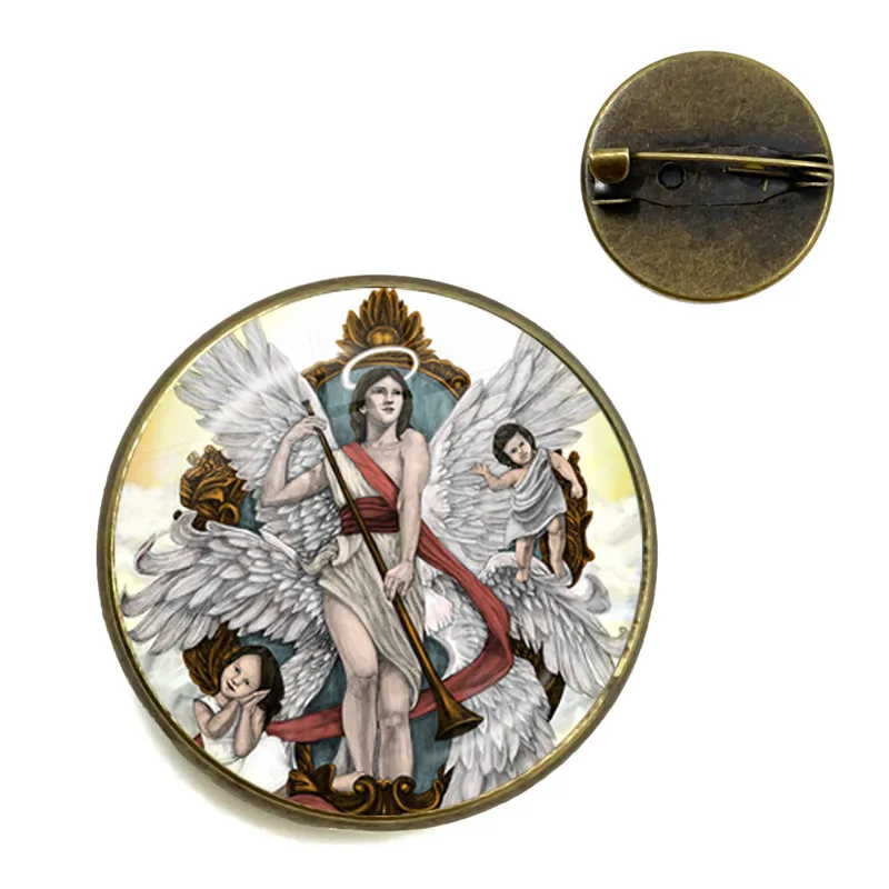 Стеклянная брошь из кабошона Archangel St.Michael Protect Me Saint Shield защита Charm русский Orhodox