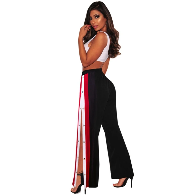 Женские Модные Удобные широкие брюки с разрезом укороченные сбоку Свободные