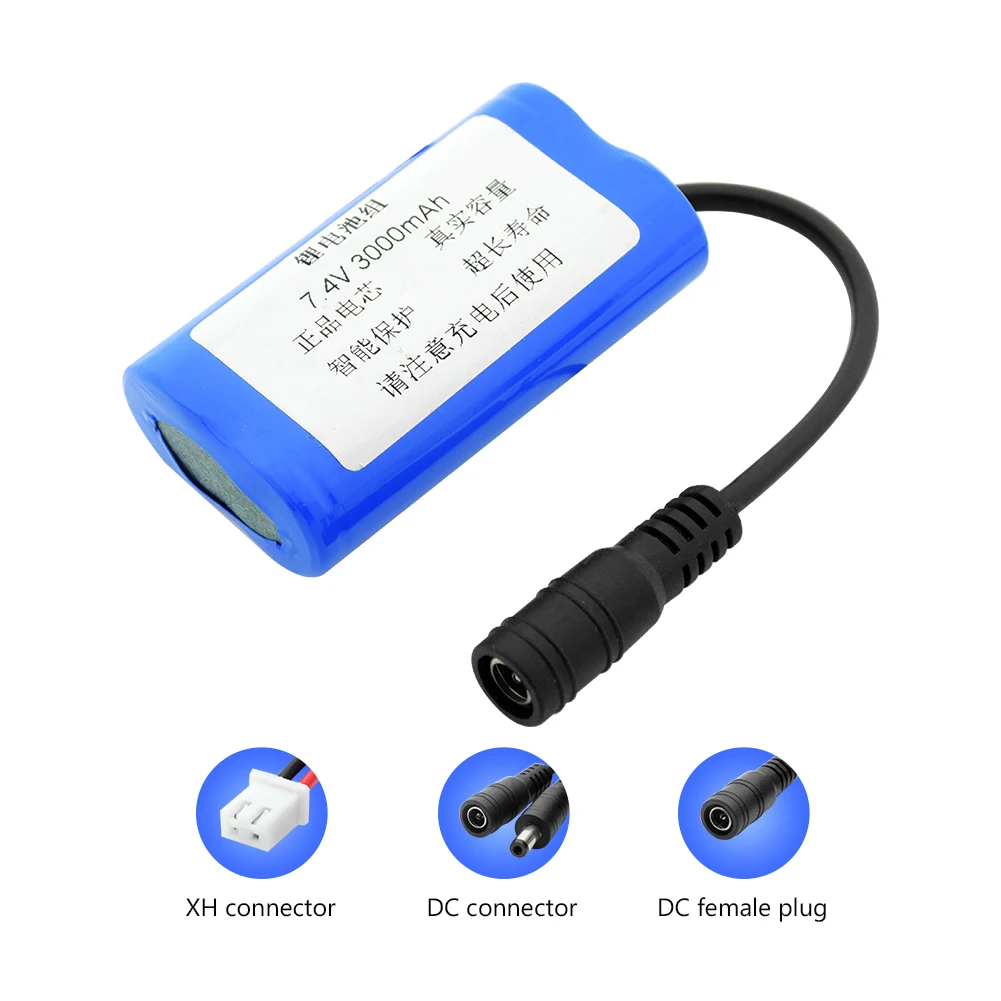 7,4 v 3000/6000/9000mAh 18650 литиевая аккумуляторная батарея с XH 2,54 мм DC 5,5x2,1 мм разъем для радиоуправляемых игрушек DIY power Bank