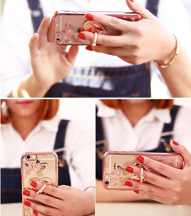 Bling Finger Ring Cat павлин из алмазов Блестящий держатель чехол для телефона Xiaomi 6 Plus 5X Play