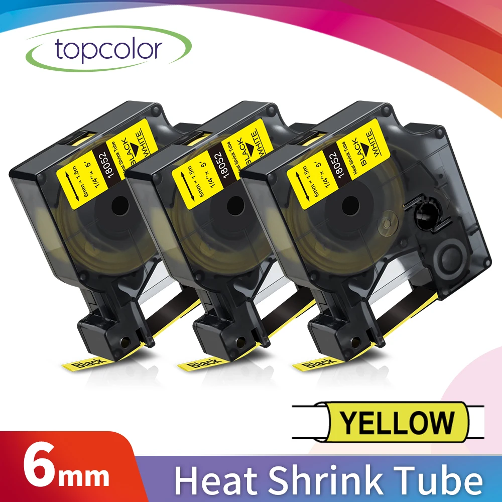 Topcolor 3PK термоусадочная трубка этикетки ленты 18052 совместимый с Dymo Rhino