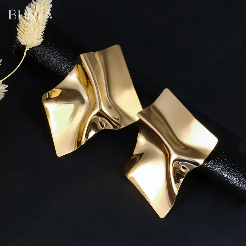 

BLINLA Vintage Geometric Big Gold Drop Earrings for Women 2019 Hot Female Statement Metal Hanging Dangle Earring modern Jewelry