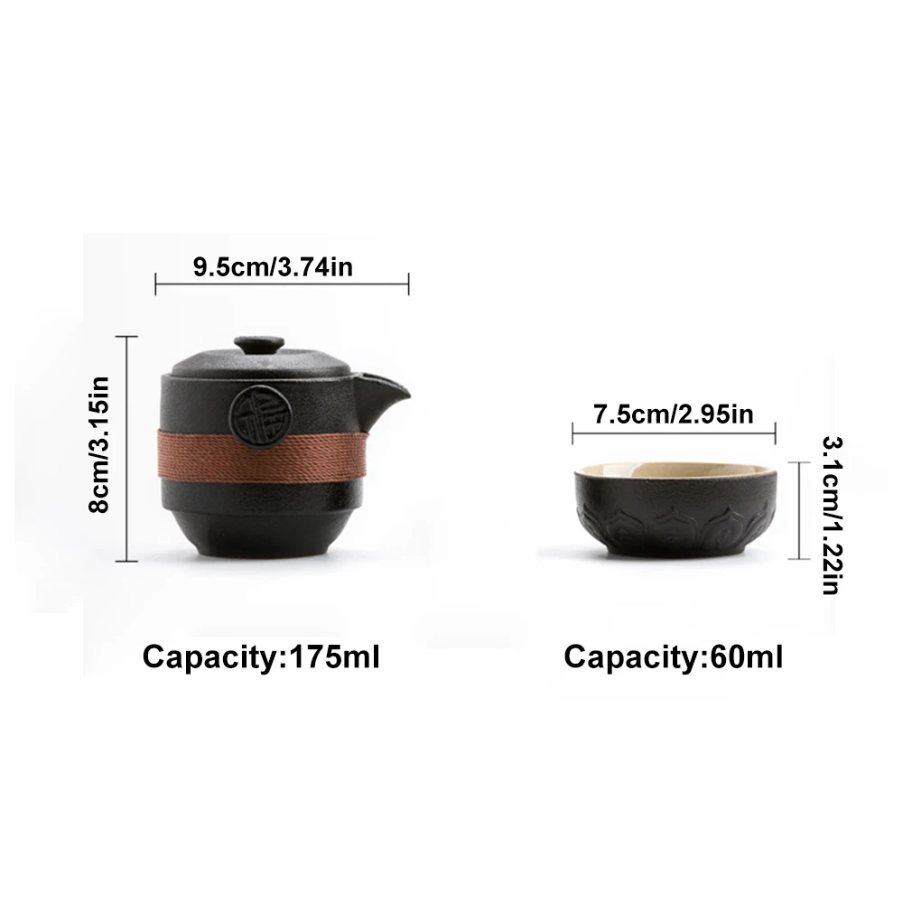 

Chinese Kung Fu Tea Set Ceramic Portable Teapot Set Outdoor Travel Gaiwan Tea Cups Of Tea Ceremony Teacup Teaware Teapots