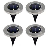 4 pack 2v100ma solar energy saving stainless steel underground lawn lamp with 4 leds waterproof abs solar lamp outdoor garden