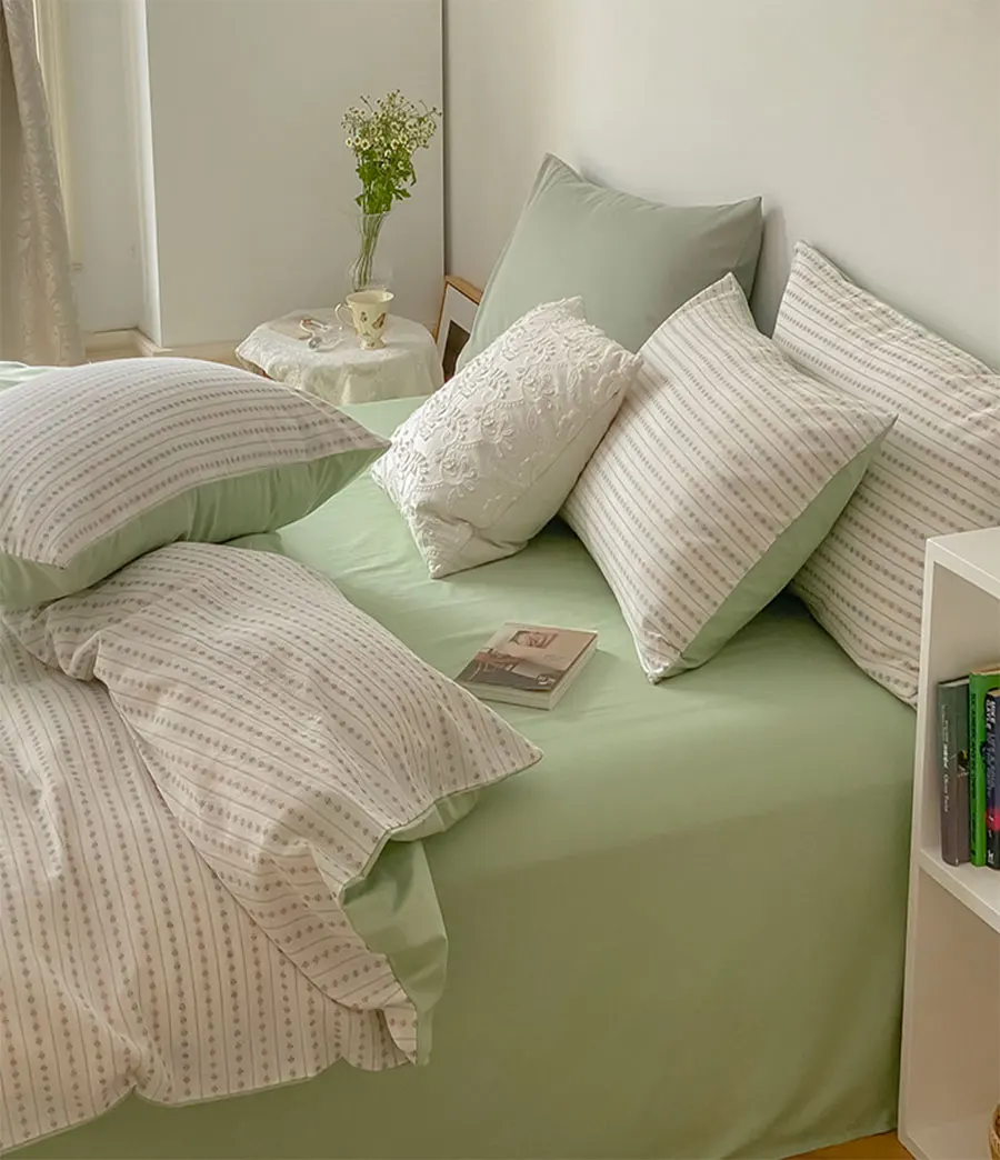 

Cute pastoral yellow green pink bedding set kid teen,cotton twin full queen king home textile flat sheet pillowcase duvet cover