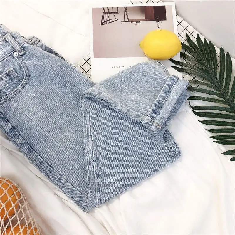 

Plus Size High Waist Boyfriend Jeans Women Fashion Blue Black Jeans Ladies Denim Harem Pants Casual Loose Trousers Vintage Jeans