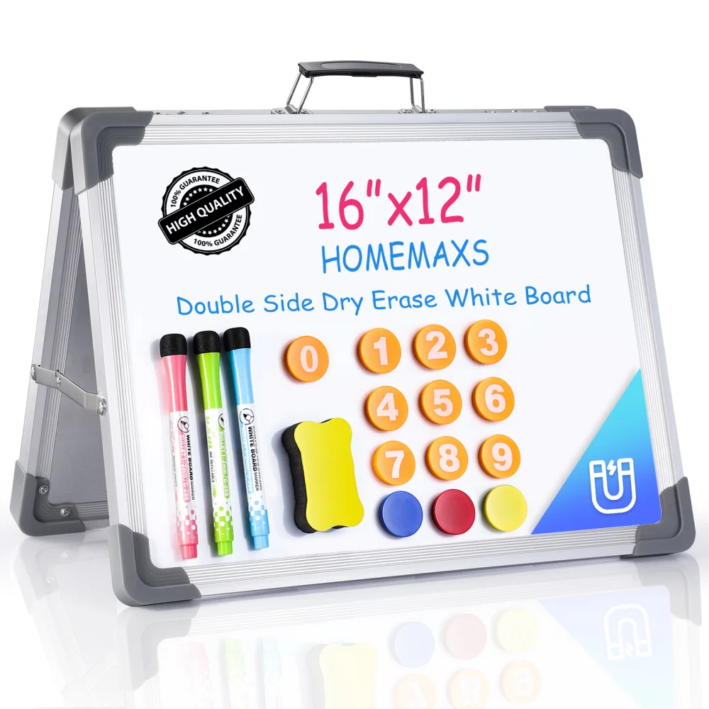 

Homemaxs Dry Erase Board Double Sided Personal Desktop A-type Standing White Board Tabletop Message Board Reminder for School Ho