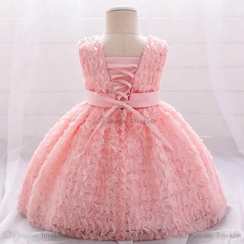 

Girls Dresses Lace Baby Dress Flower Princess 1st Birthday Party Formal Infant Clothes Bowknot Kids Clothing 0-5Y