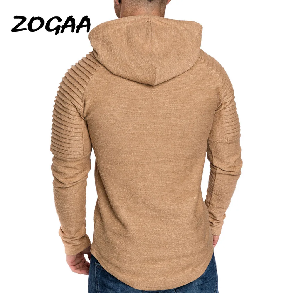 

2021 Men slim in solid-colored hooded long-sleeved t-shirt striped shoulder sleeve cap European and American foreign trade men's